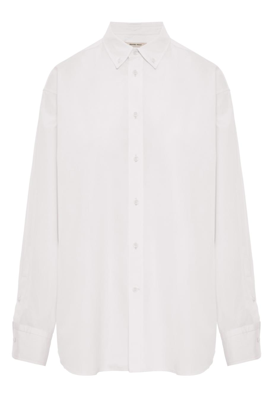 Cotton button-collar shirt in white