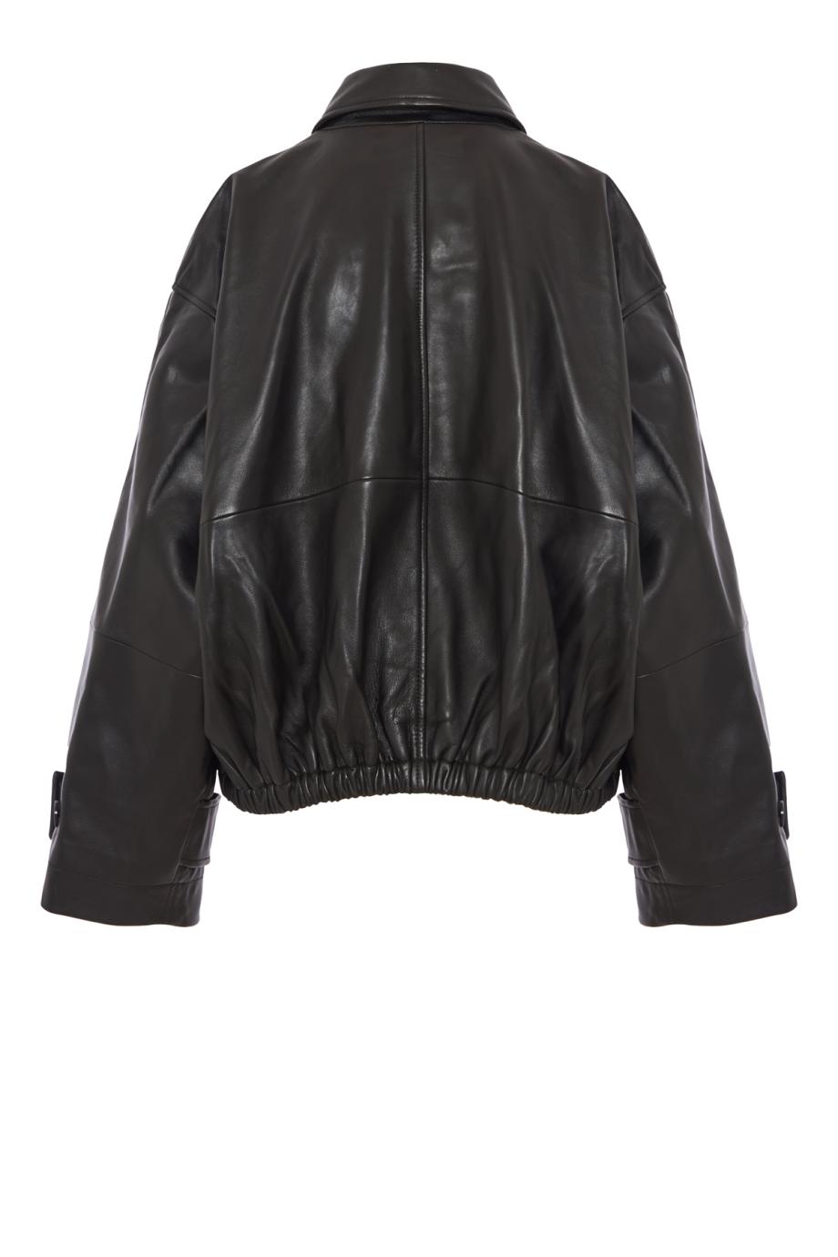 Leather blouson jacket in black