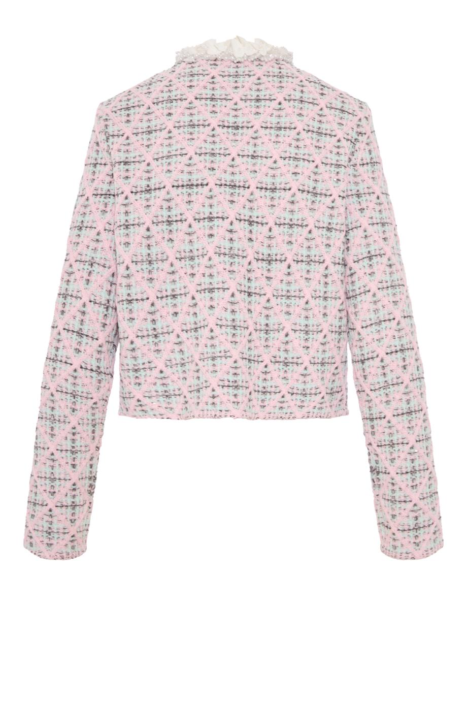 Check knit cardigan in pink