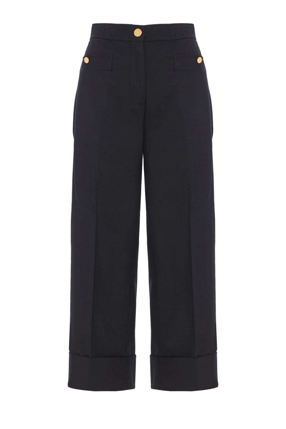 Wool cropped wide-leg pants in navy