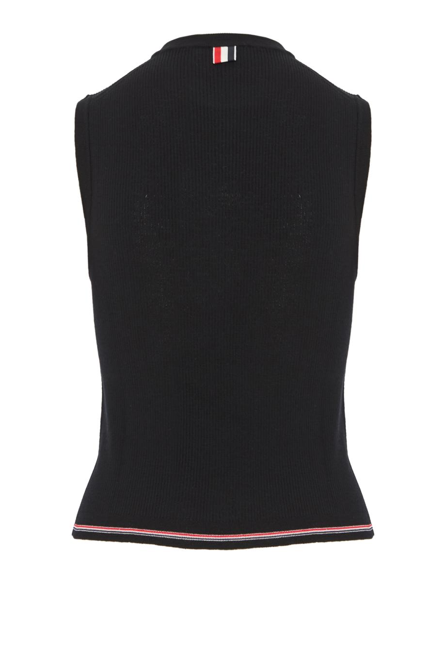 Wool rib-knit shell top in black