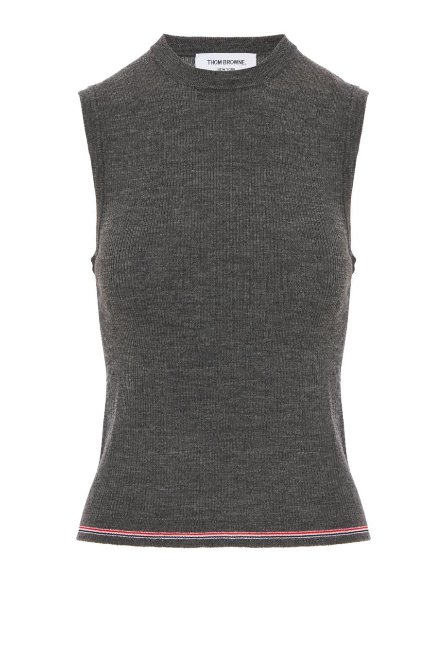 Wool rib-knit shell top in grey