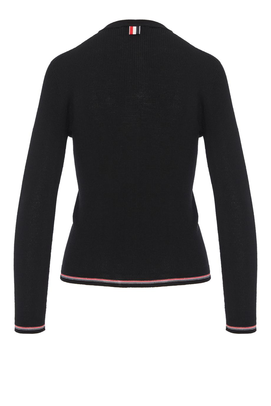 Wool rib-knit cardigan in black