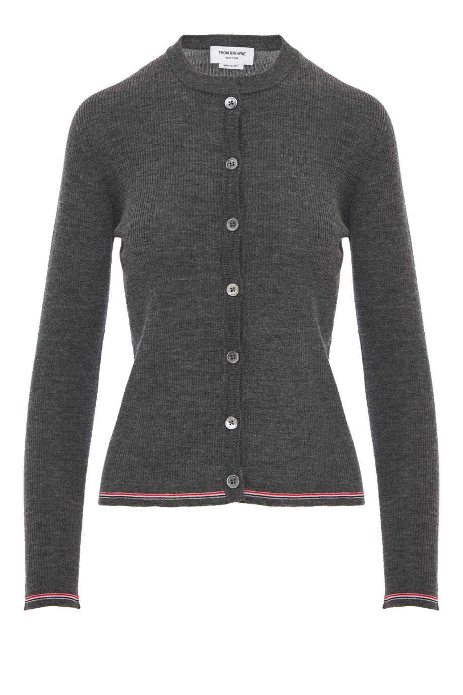 Wool rib-knit cardigan in grey