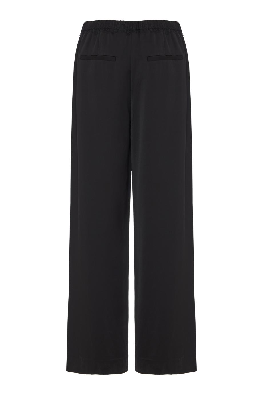 Lace-trimmed crepe pants in black