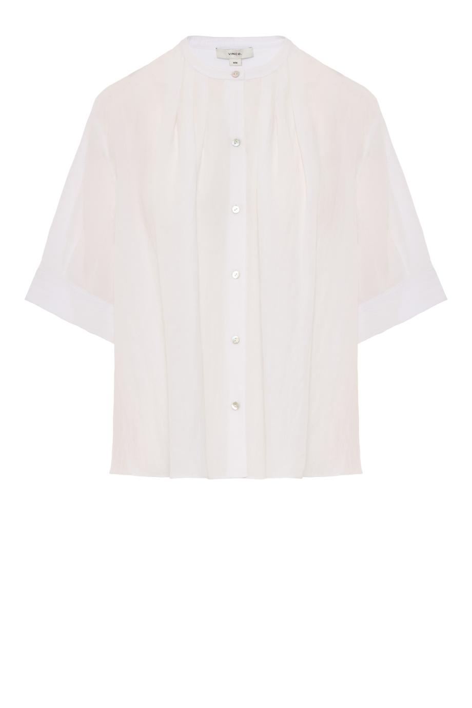 Gathered crepe shirt in optic white