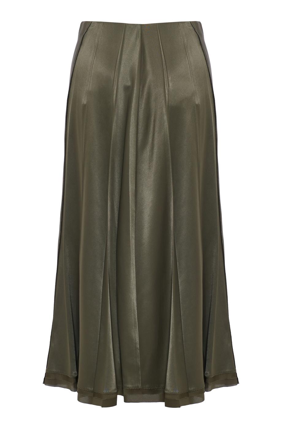Viscose pleated maxi skirt in pine green