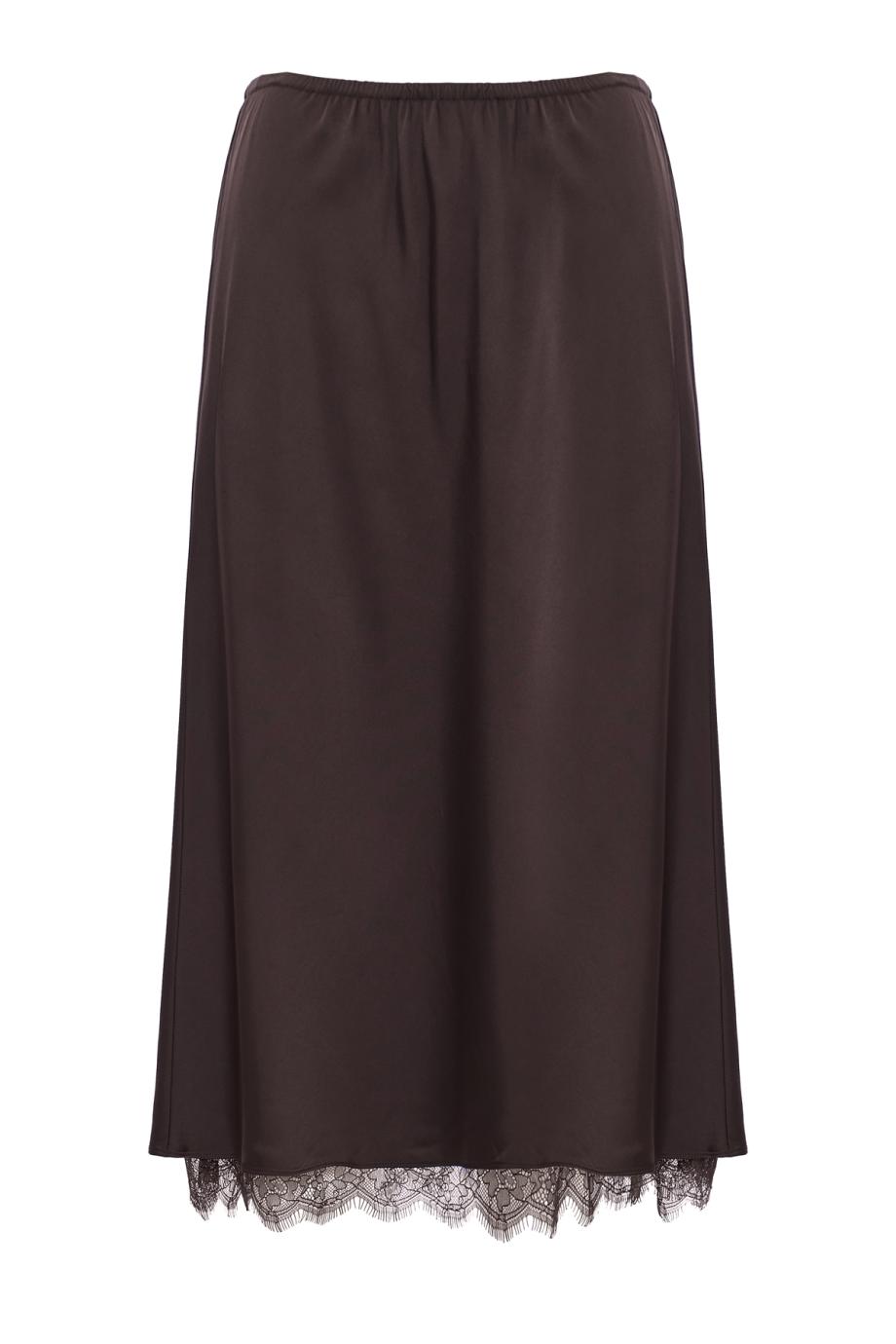 Viscose lace-trim slip skirt in iron