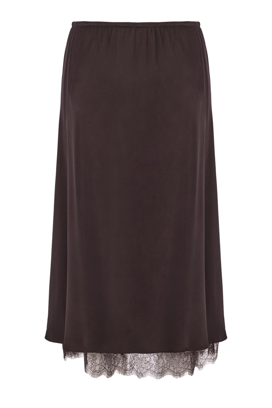 Viscose lace-trim slip skirt in iron
