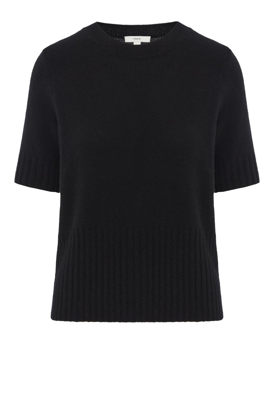 Wool-cashmere ribbed sweater in black