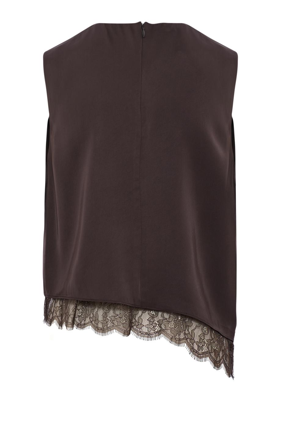 Lace-trim satin asymmetric shell in iron