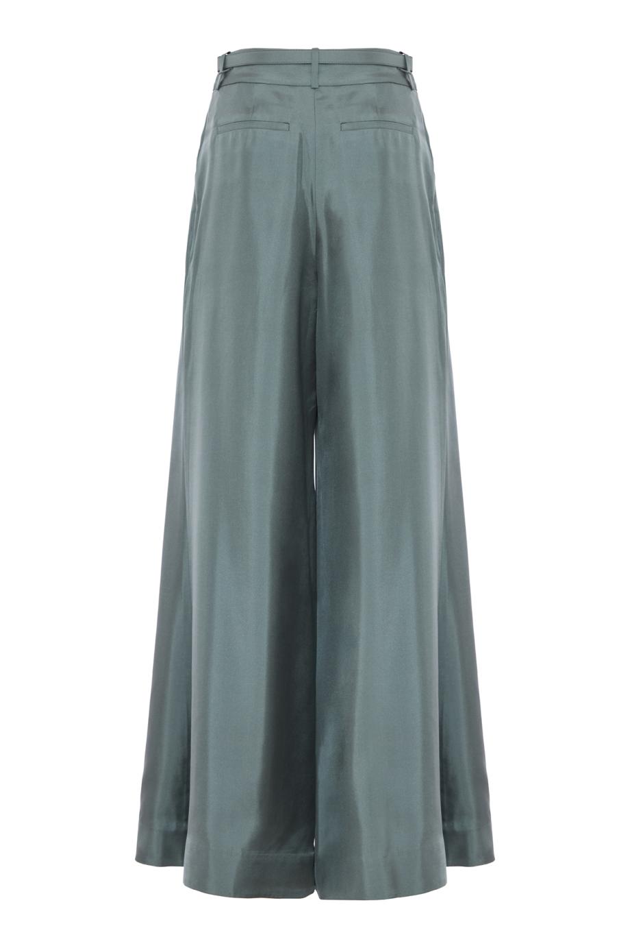 Wide leg silk pant in airforce