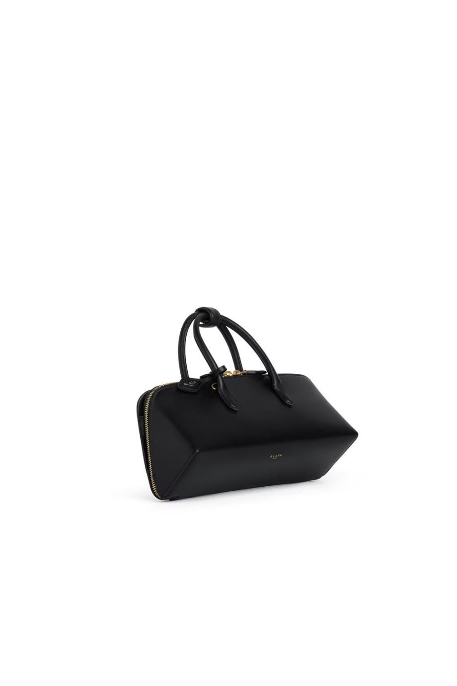 Delta leather small top handle bag in black