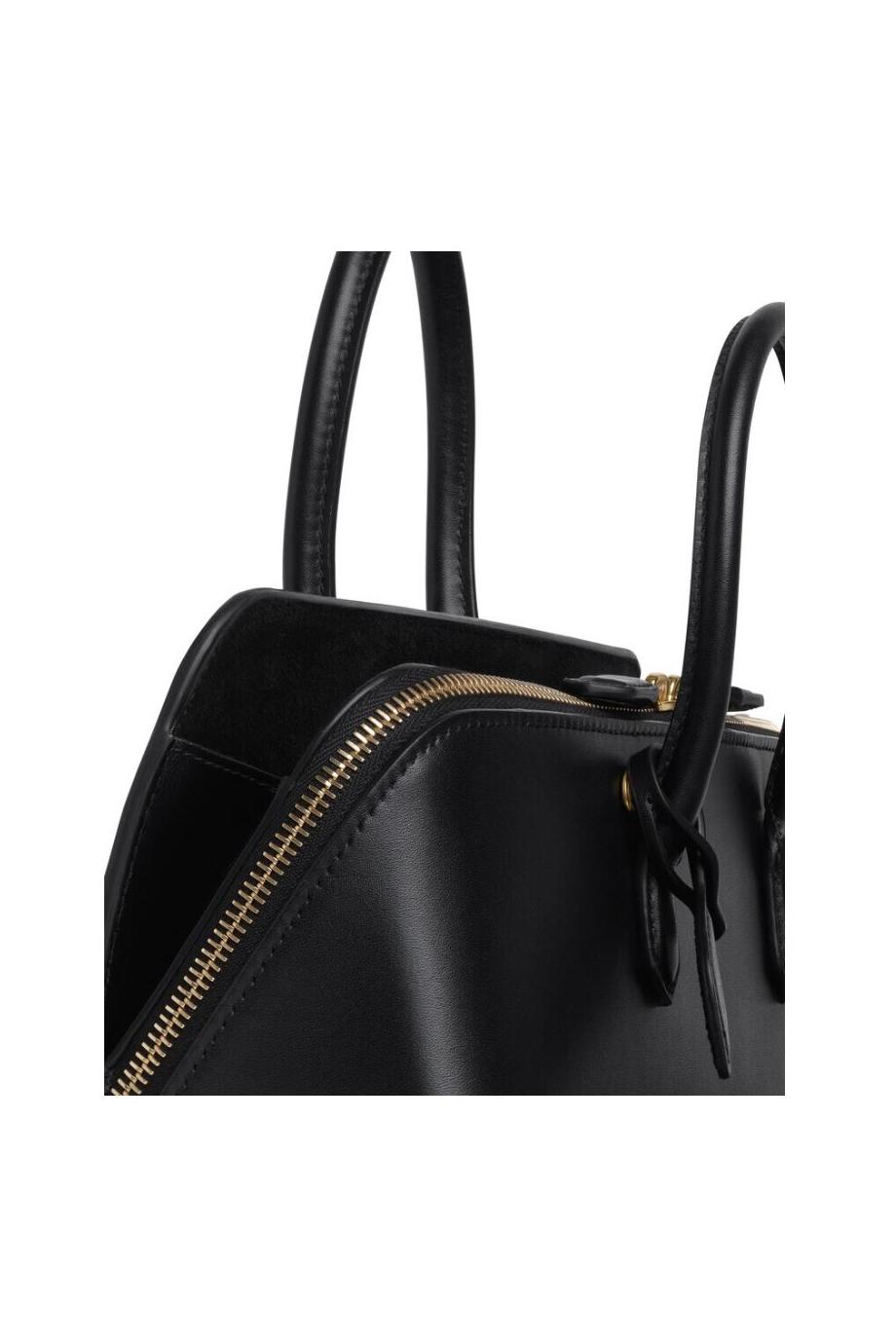 Delta leather small top handle bag in black