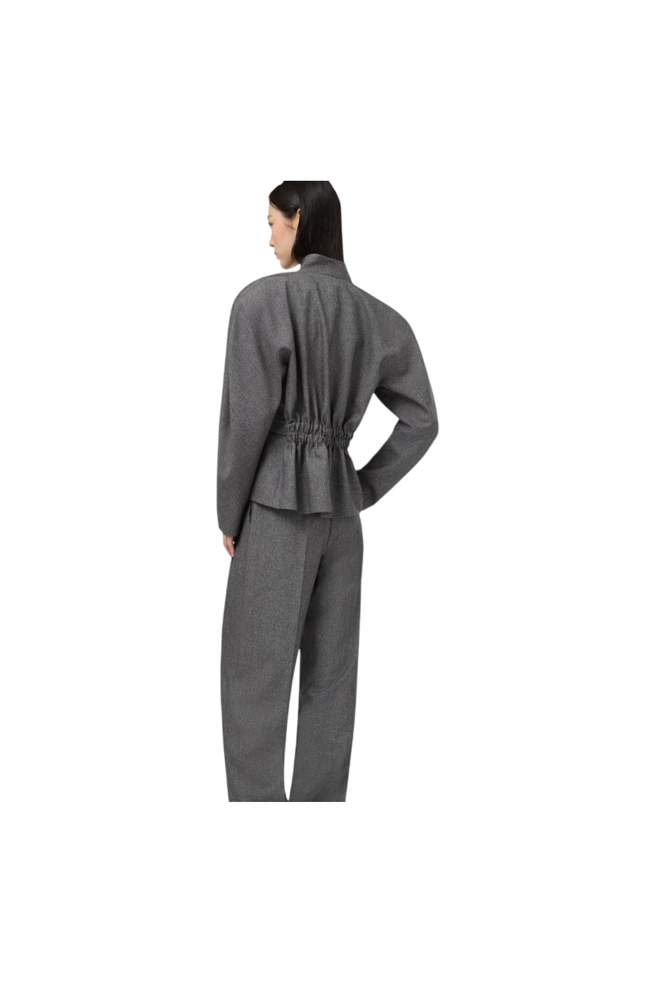 Margaux rounded-shoulder wrap blazer in grey and black