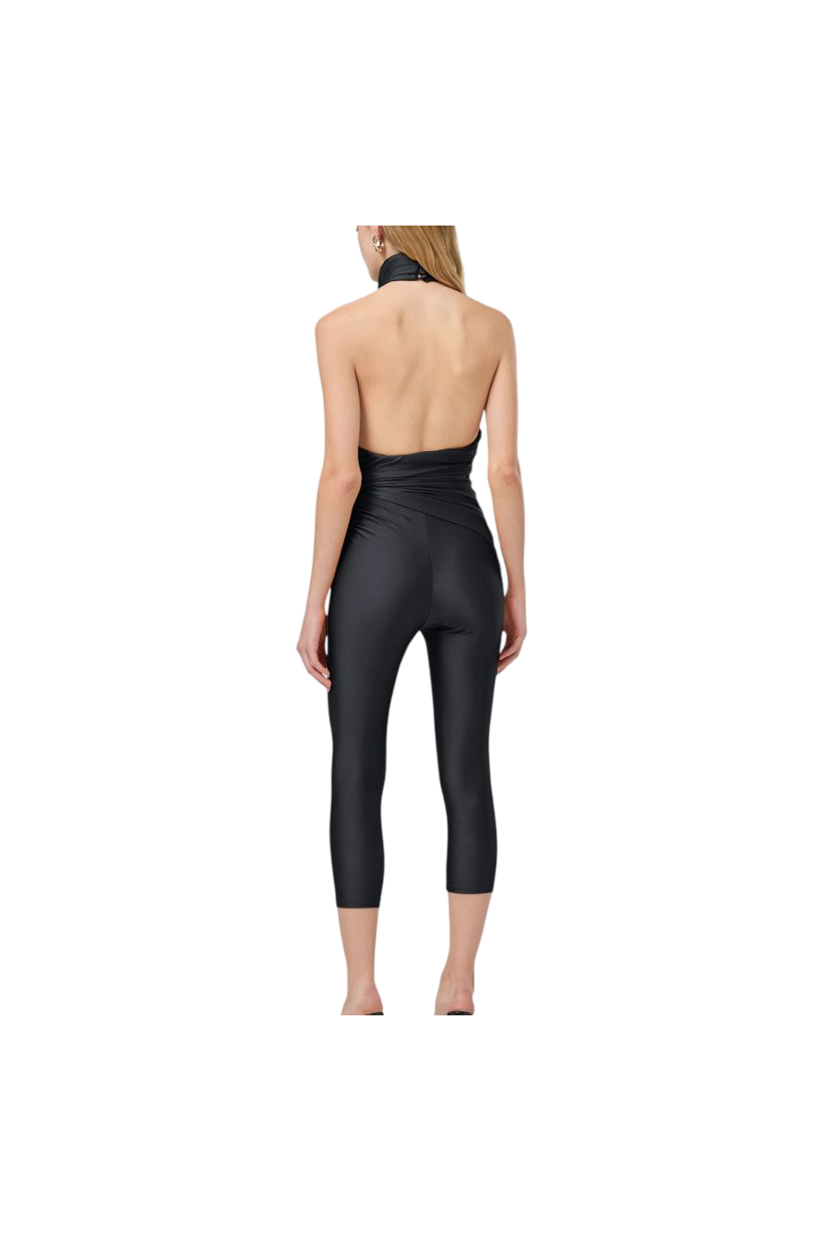 Tatiana halterneck open-back jumpsuit in black