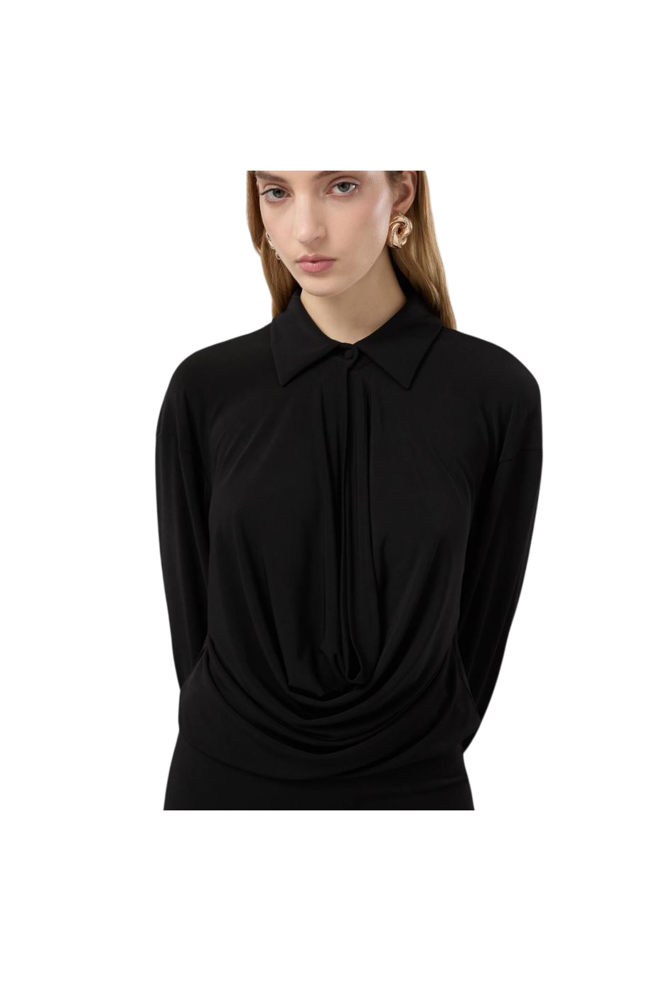 Lilia deep-V mini dress in black