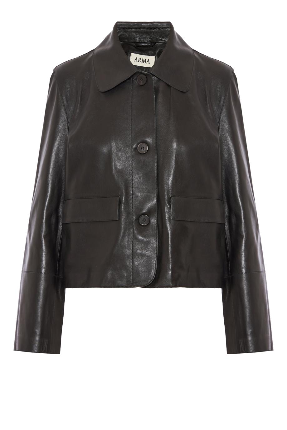 Fem tailored leather jacket in black