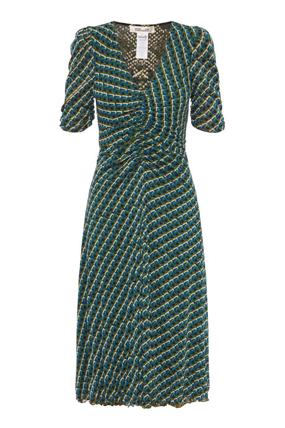 Koren reversible printed midi dress in teal