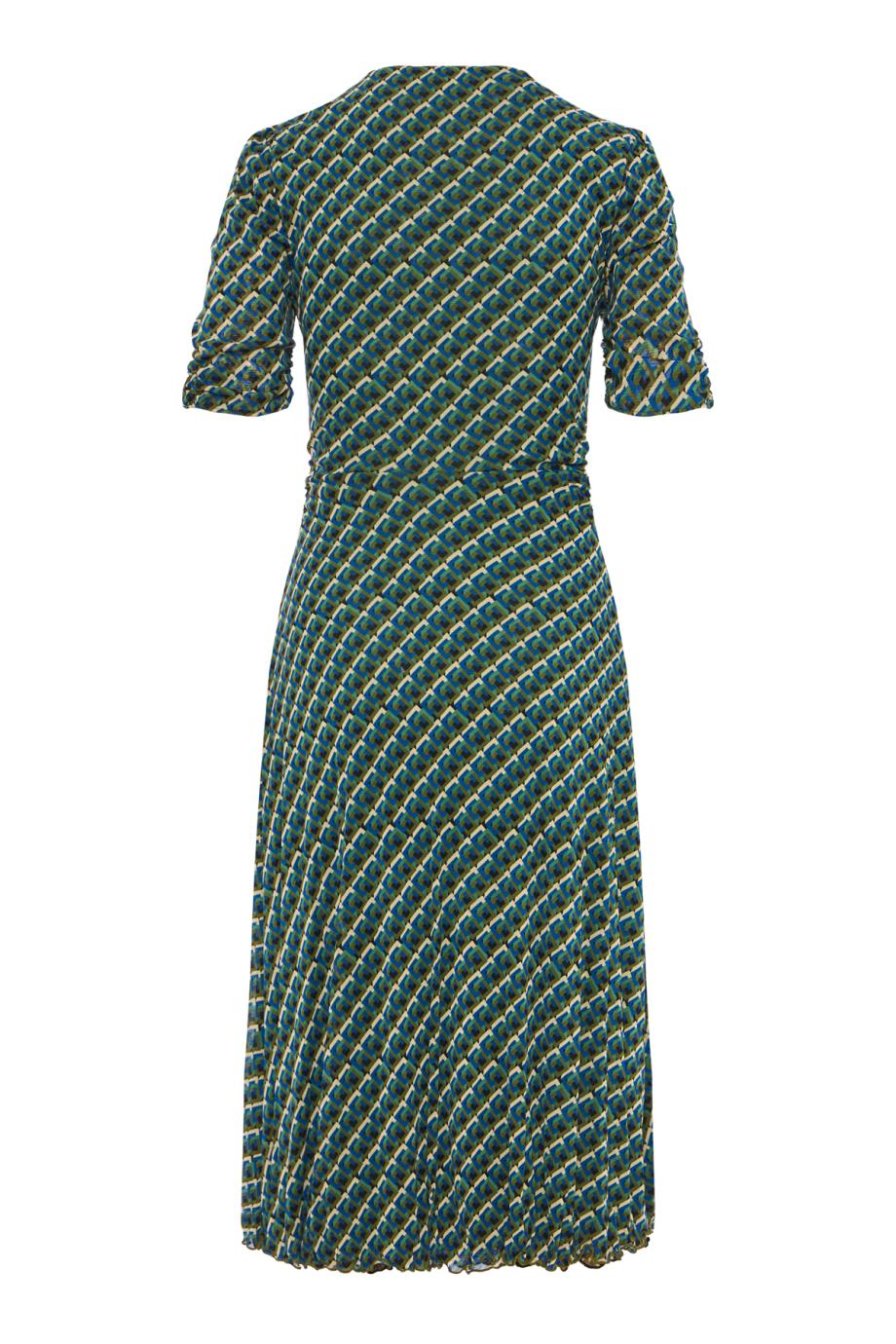 Koren reversible printed midi dress in teal