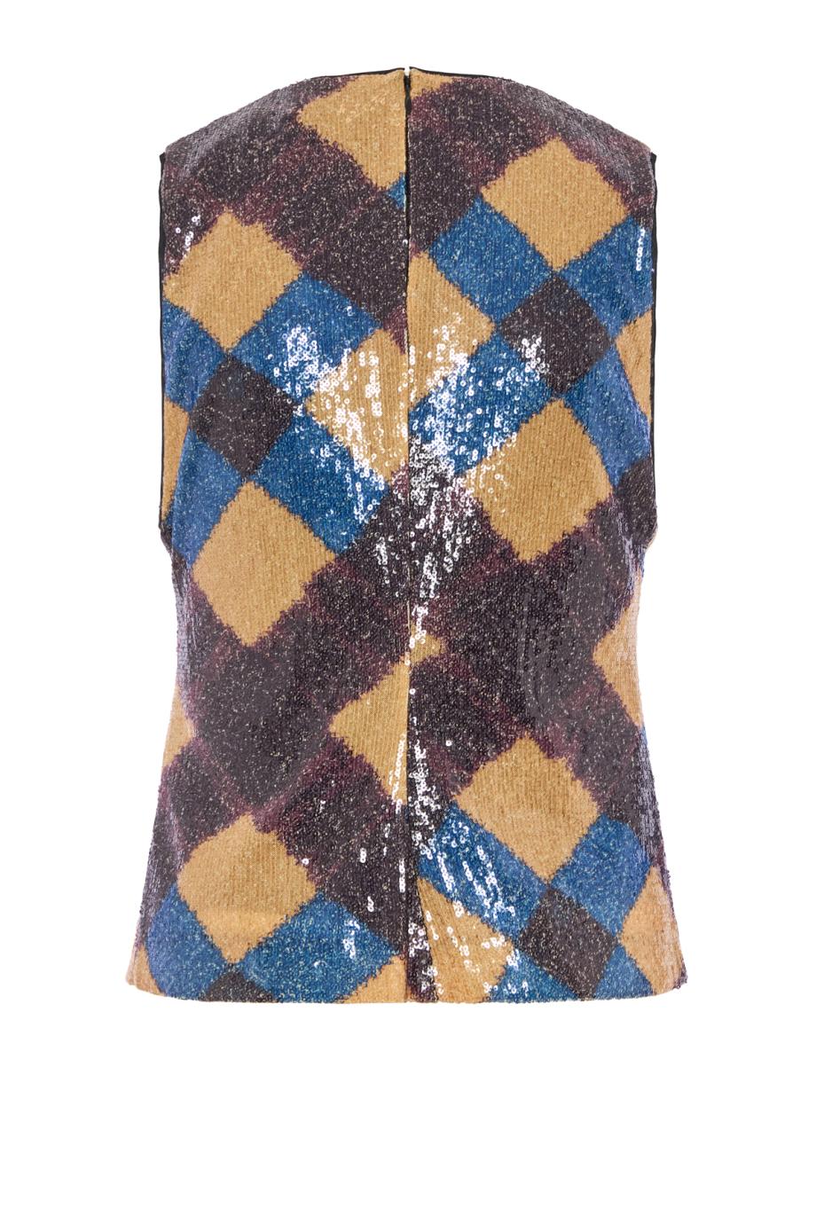 Tanselle sequin top in caraway plaid