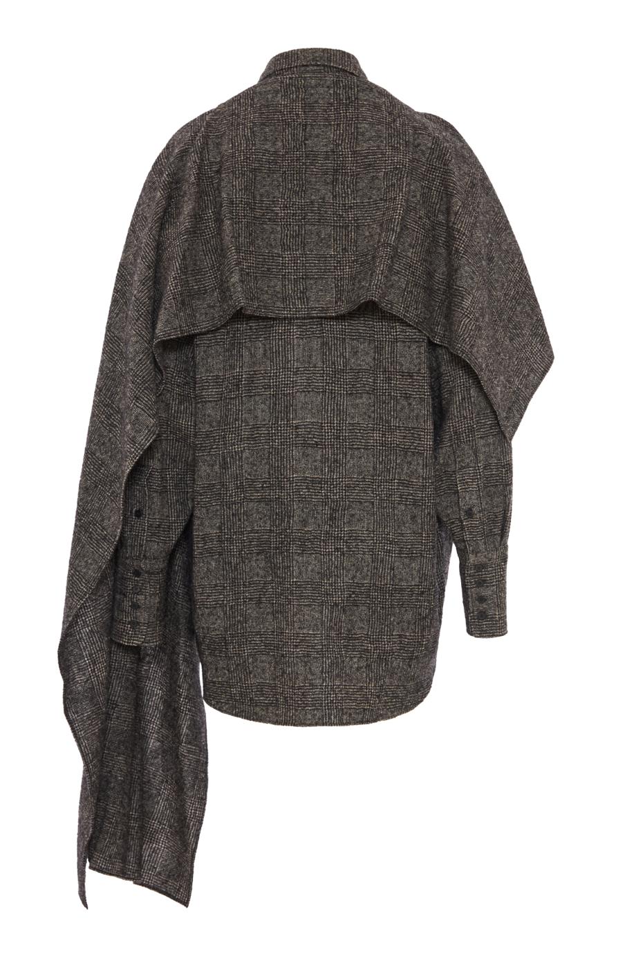 Georgia virgin wool shirt with detachable scarf in black and grey