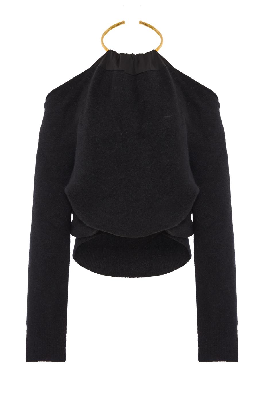 Erin alpaca blend necklace off-shoulder top in black