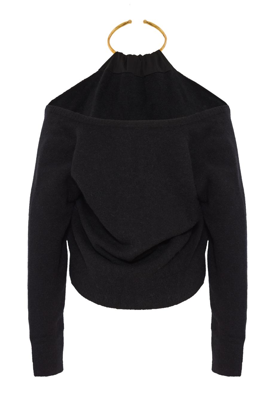 Erin alpaca blend necklace off-shoulder top in black