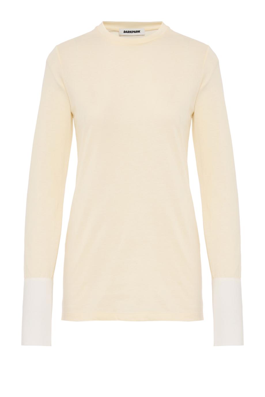 Nora cotton long-sleeved top with shirt cuffs in ivory