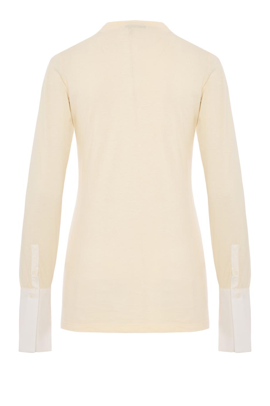 Nora cotton long-sleeved top with shirt cuffs in ivory