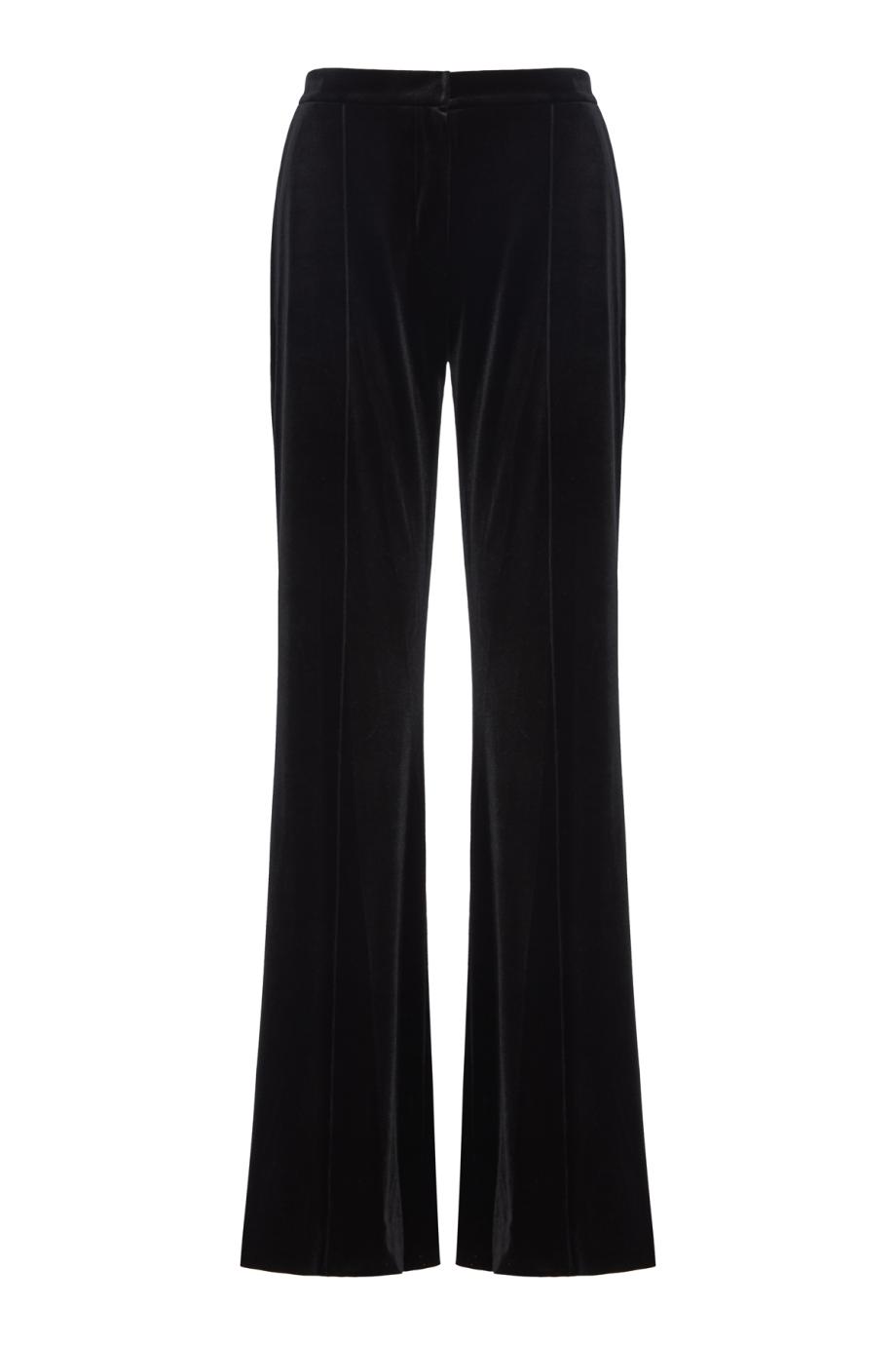 Embroidered velvet pants in black