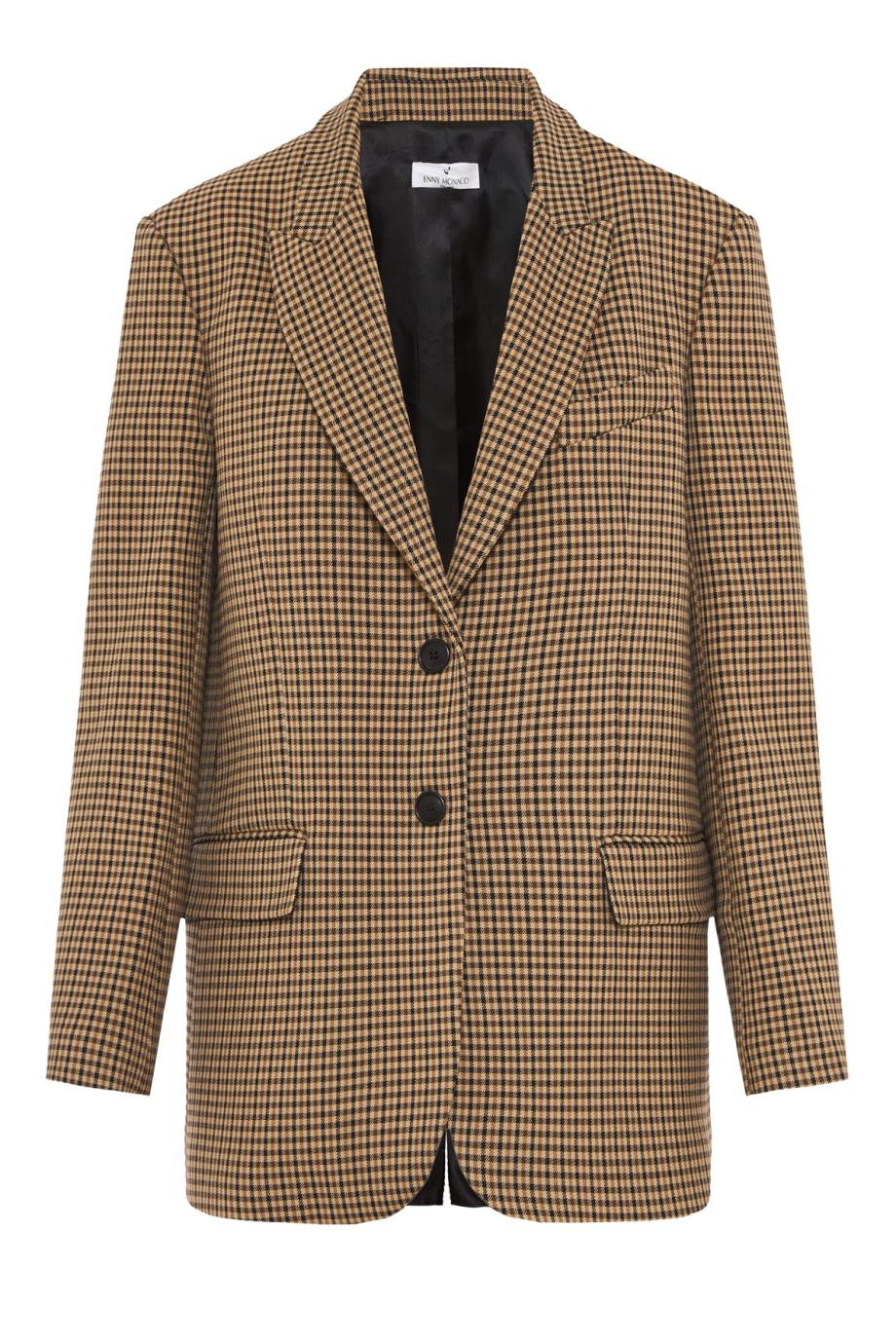 Houndstooth-check blazer in camel