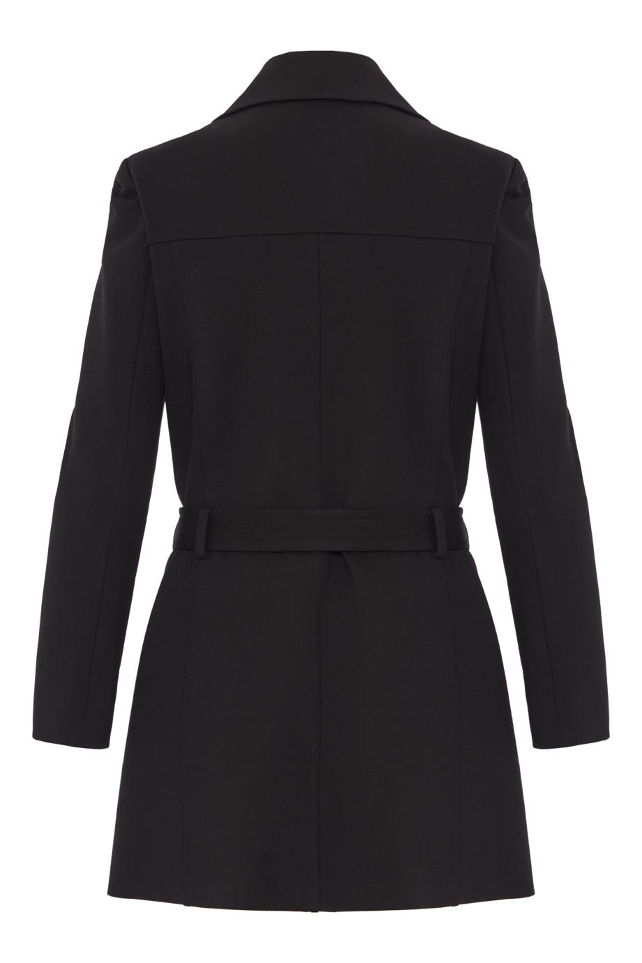 Belted double-breasted coat in black