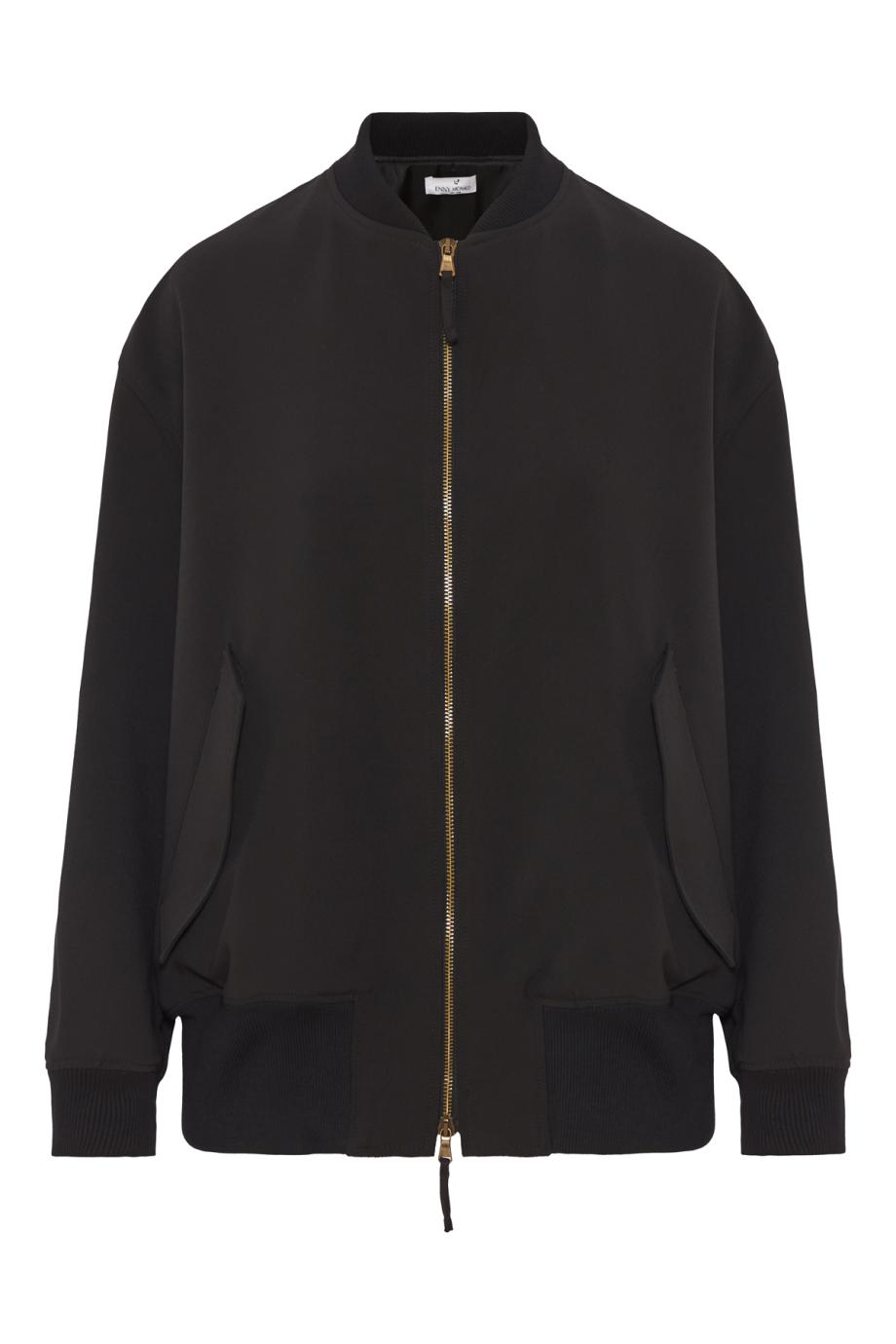 Zip-front bomber jacket in black