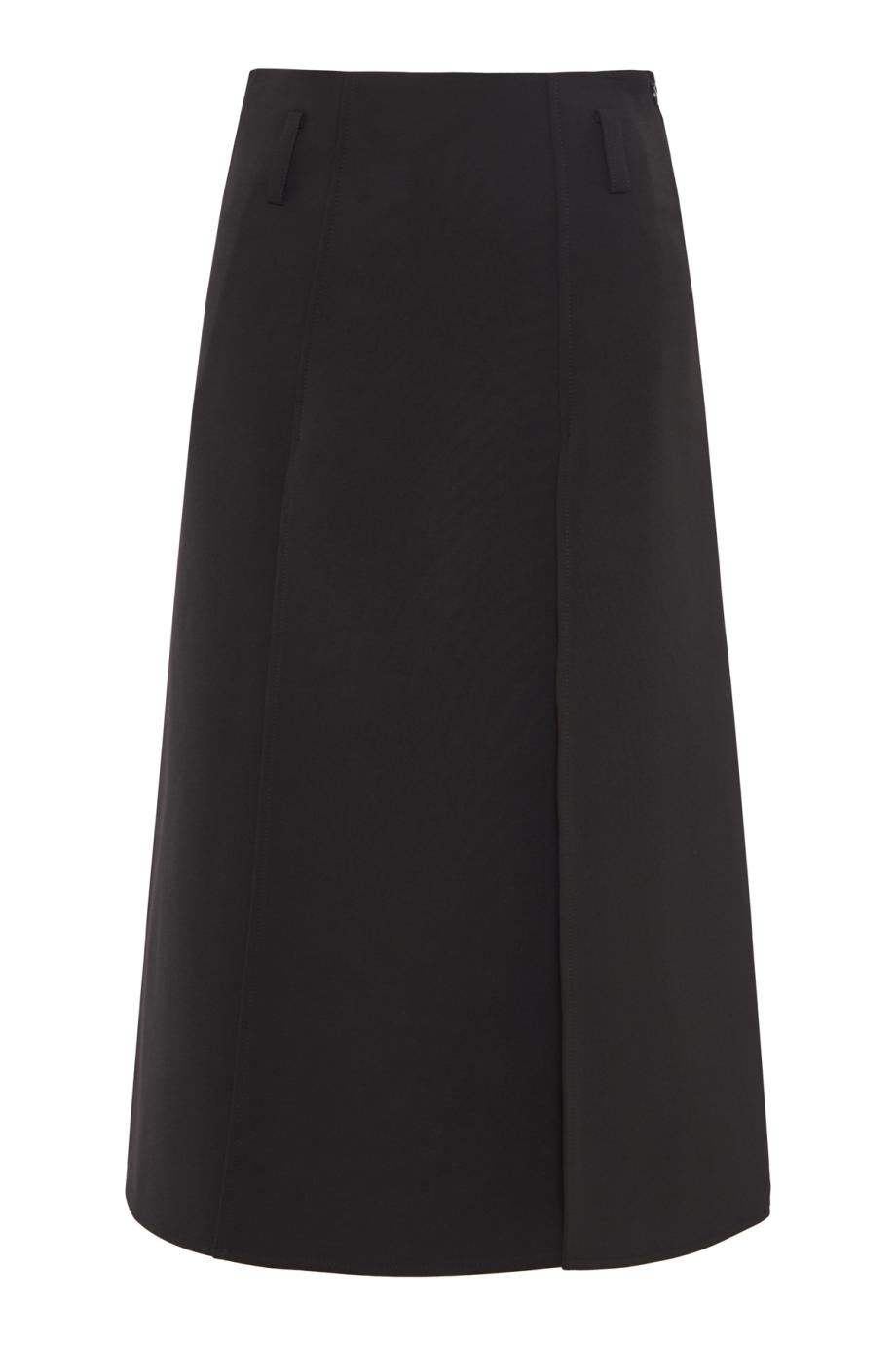 Teli panelled A-line midi skirt in black