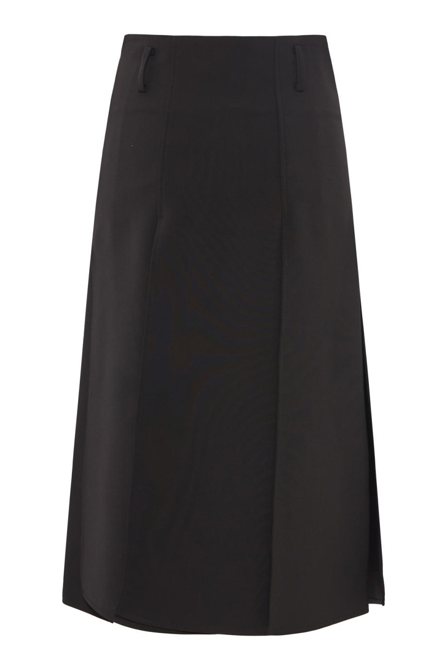Teli panelled A-line midi skirt in black