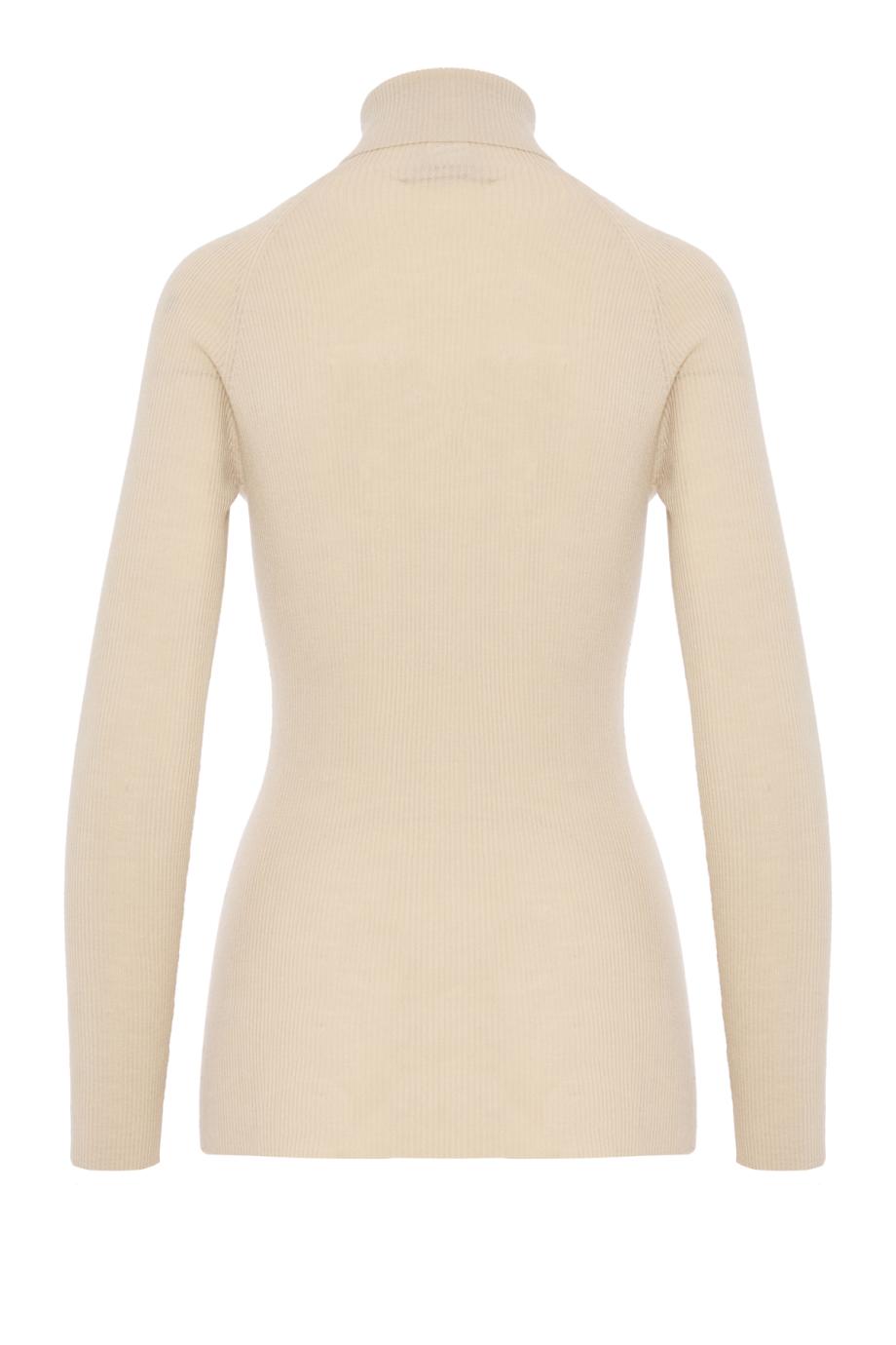 Fine-knit wool-silk turtleneck sweater in stucco