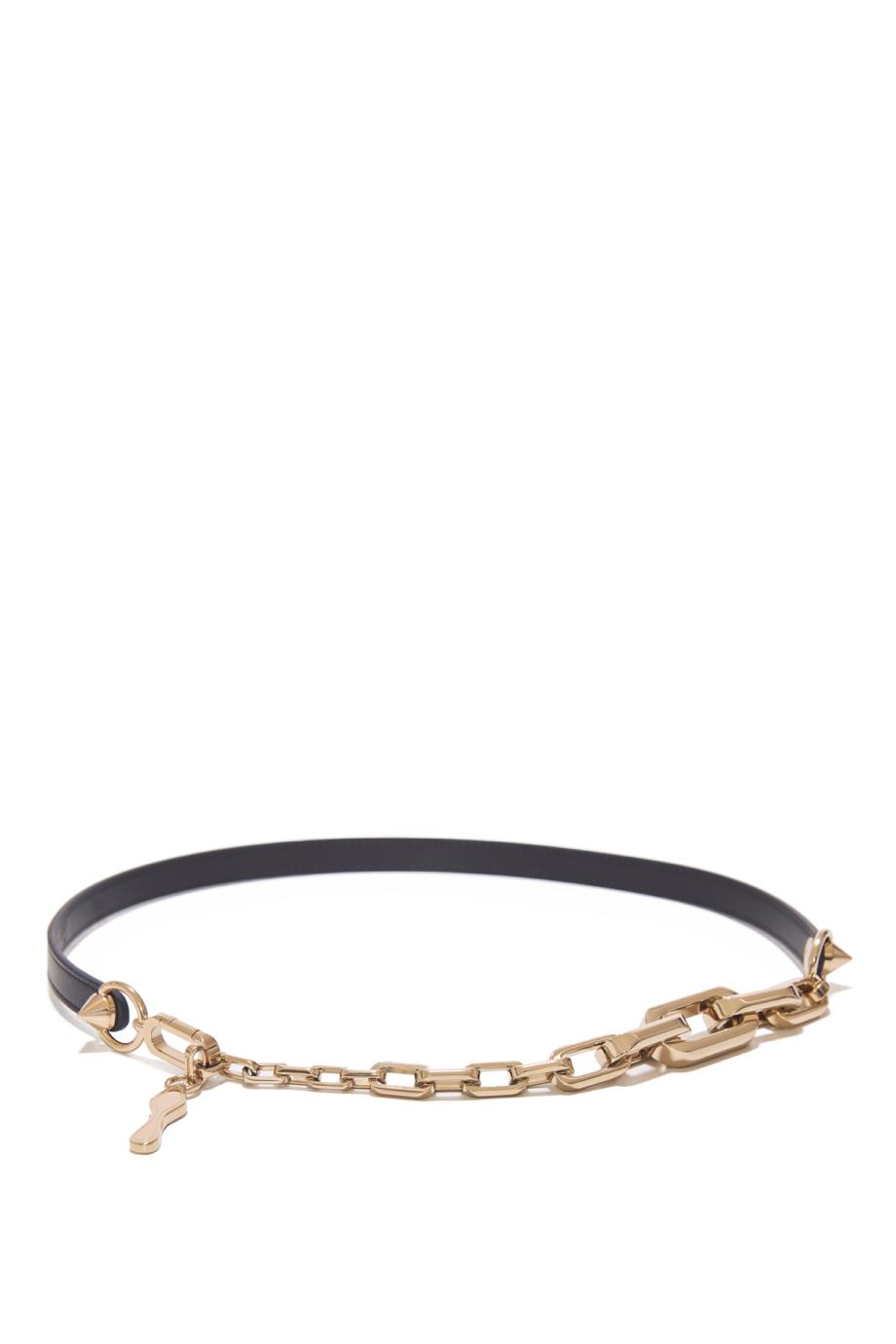 Eva chain-detail leather belt in black