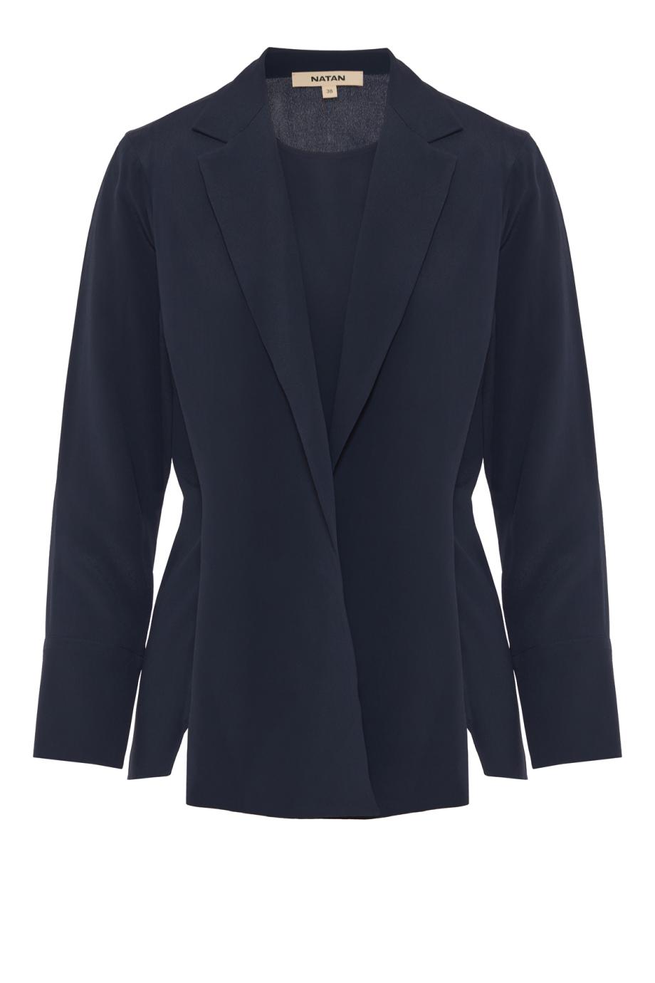 Fesar silk-blend wrap top in blue marine