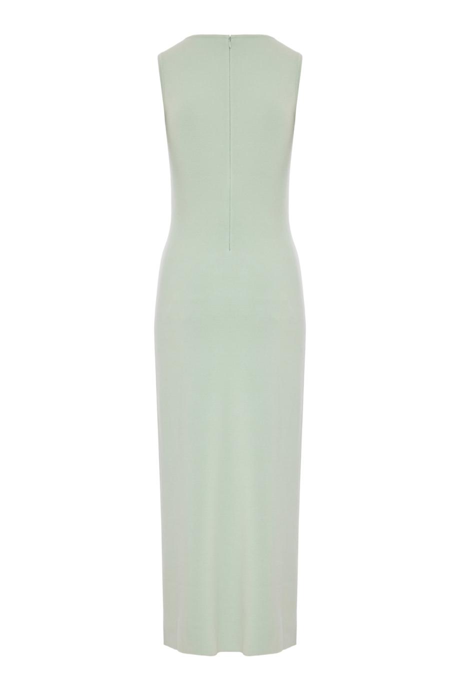 Hibiscus embroidered wool pencil dress in saltwater