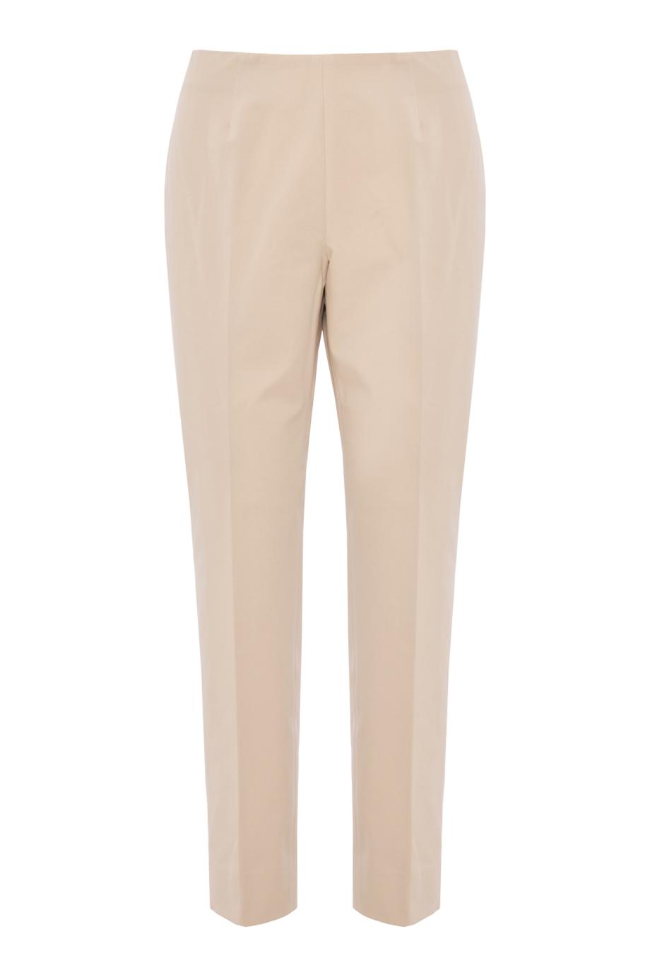 Stretch cotton twill cigarette-fit pants in dust beige