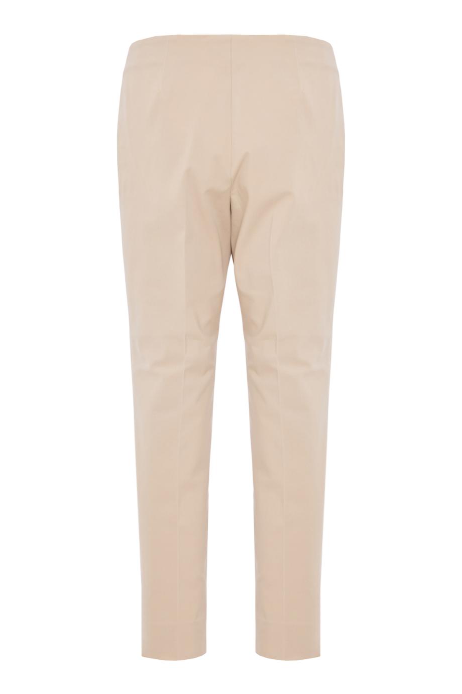 Stretch cotton twill cigarette-fit pants in dust beige