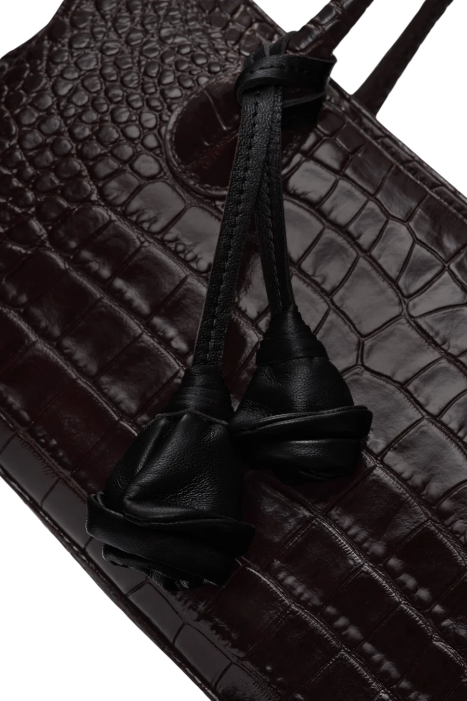 Brigitte croco-embossed leather bag in natural brown