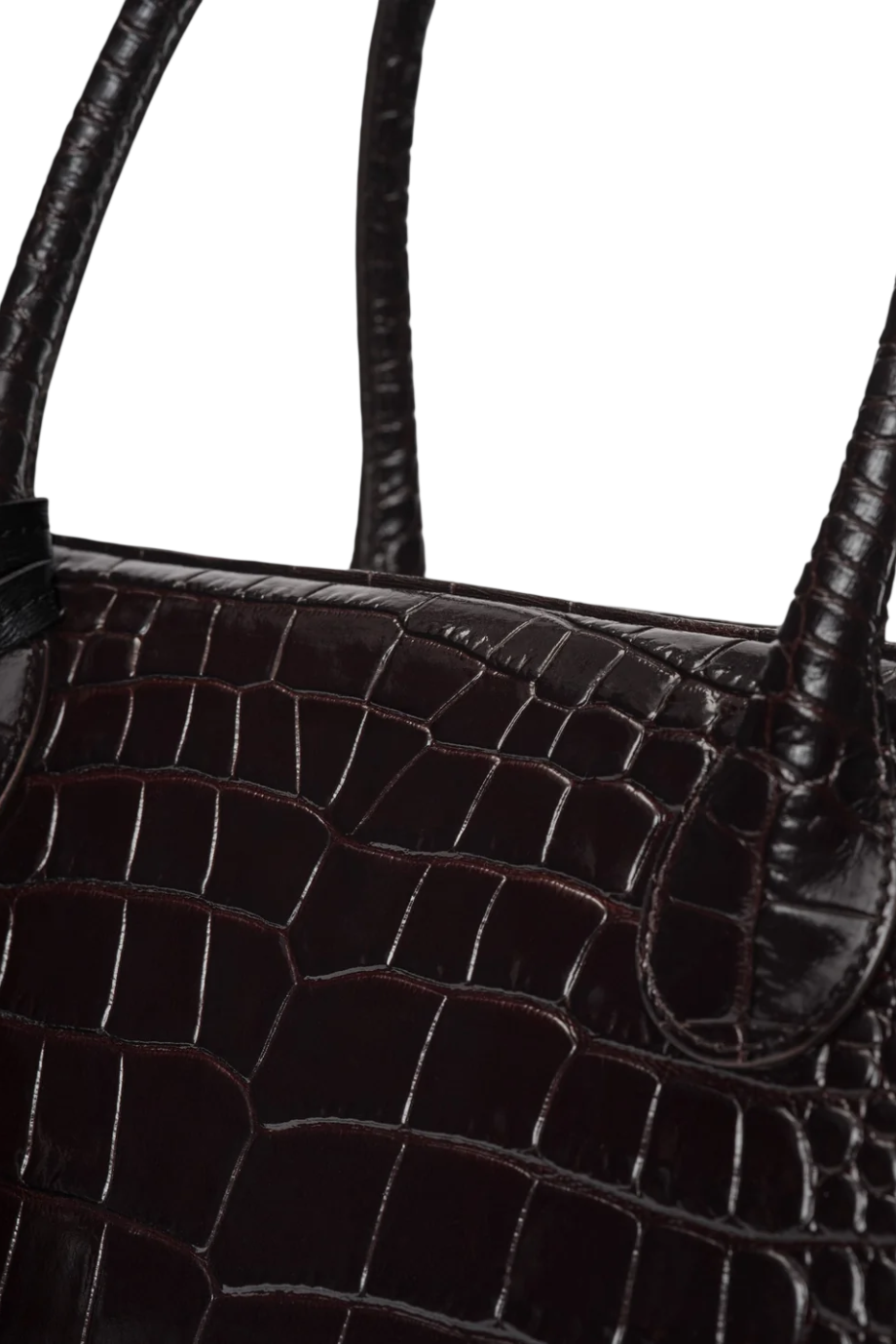 Brigitte croco-embossed leather bag in natural brown