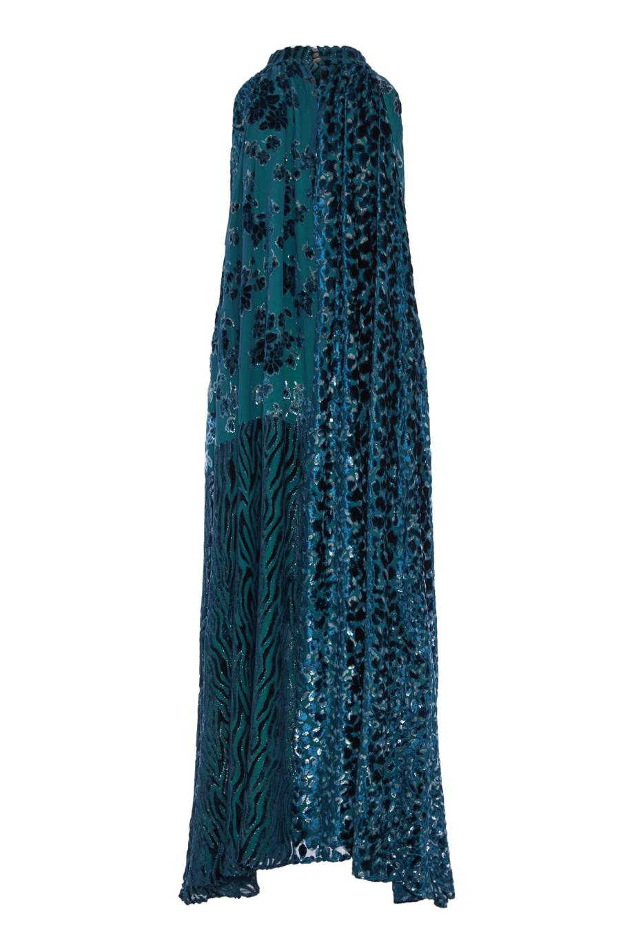 Silk tonal-floral maxi dress in sage green