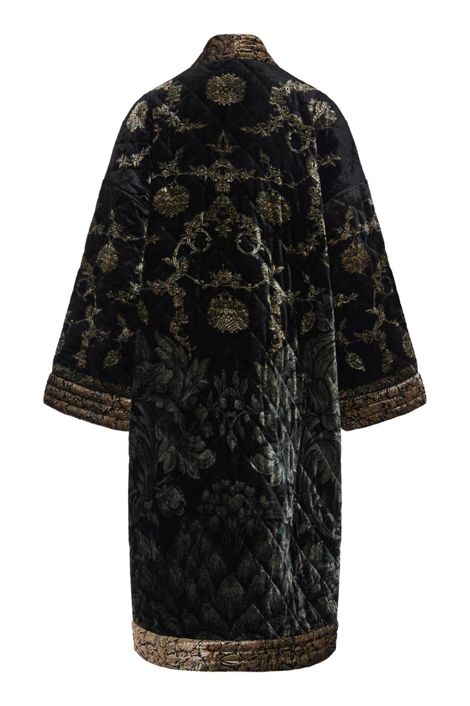 Kanpur printed velvet kimono in black multi