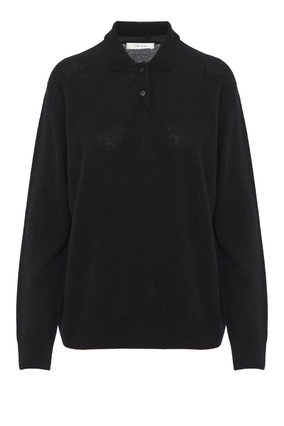 Pashi cashmere polo sweater in black