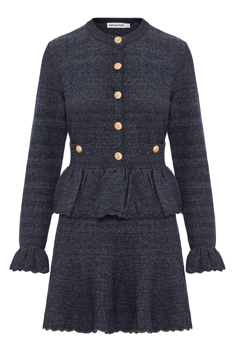 Textured knit mini dress in navy