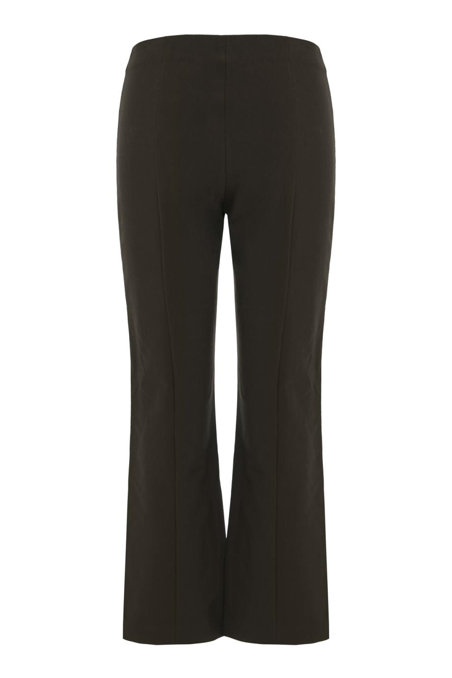 Niki cotton-blend pintuck crop flare pants in deep forest