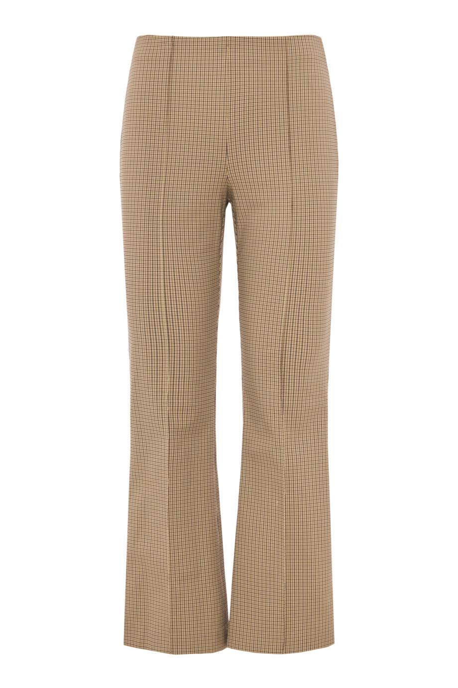 Niki plaid crop flare pants in oak buff